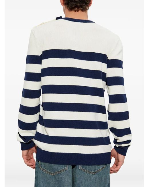 Balmain Blue Striped Sweater for men
