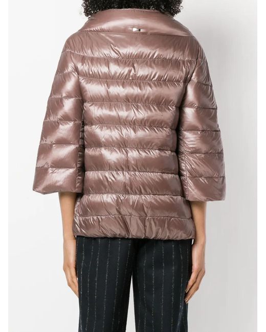Herno Pink Three-Quarter Sleeve Puffer Jacket