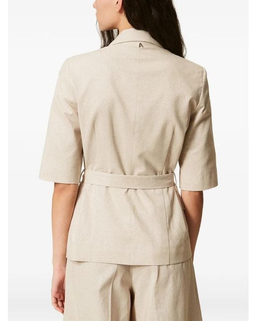 Twinset Natural Short-Sleeve Belted Blazer