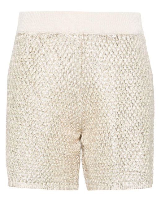Peserico Natural Metallic-effect Knitted Shorts