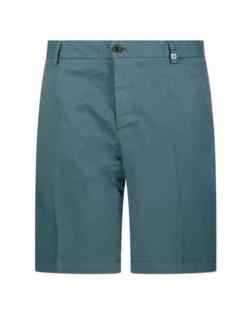 Myths Blue Straight-Leg Belt-Loop Shorts for men