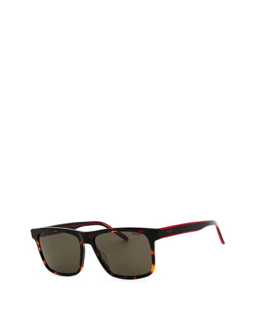 HUGO Gray Tortoiseshell-Effect Rectangle-Frame Sunglasses for men