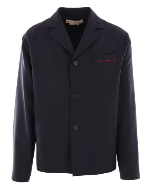 Marni Blue Logo-Embroidered Blazer