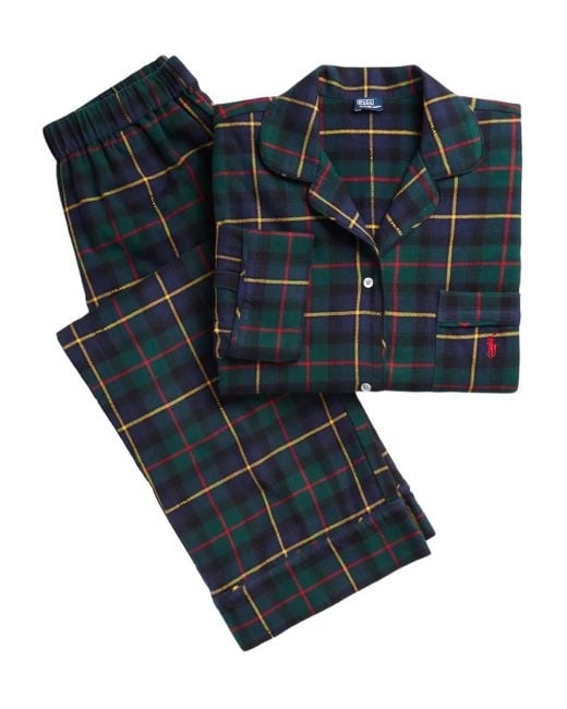 Polo Ralph Lauren Blue Tartan-check Pyjama Set