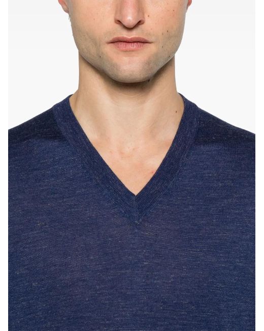 Brunello Cucinelli Fein Gestrickter Pullover in Blue für Herren