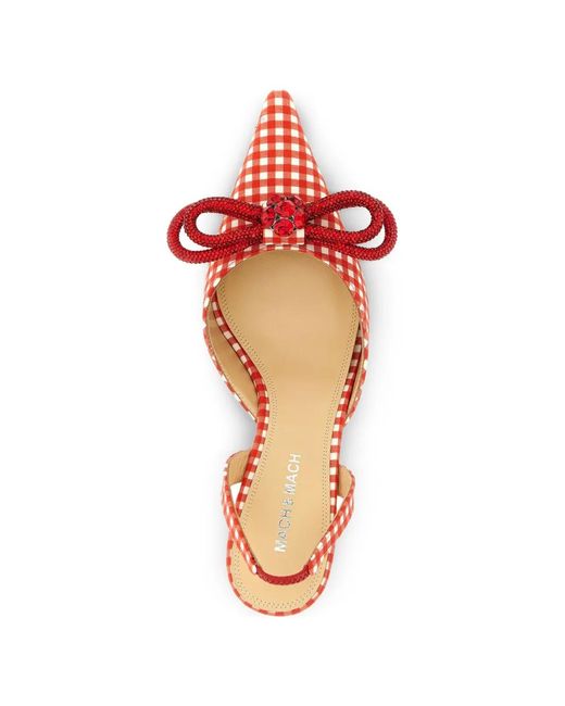 Mach & Mach Pink Bow-Detail Pattern Pumps