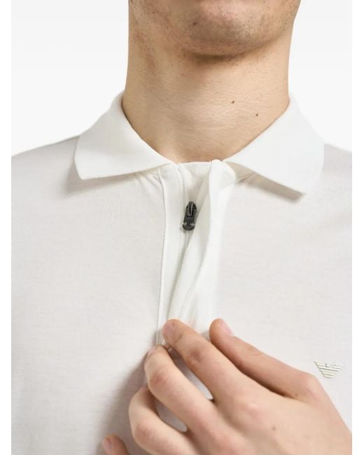 Emporio Armani White Logo-Detail Polo Shirt for men