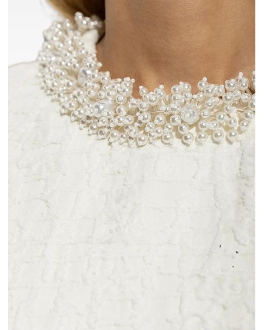Self-Portrait White Cream Textured Denim Mini Dress