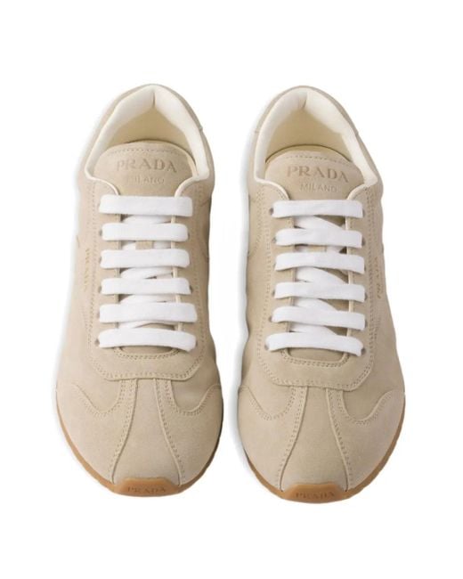Prada White Sneakers Aus Wildleder