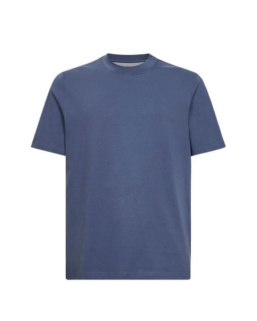 Brunello Cucinelli Blue Crew-Neck T-Shirt for men