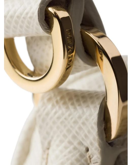 Prada White Mini Re-Edition Logo-Plaque Shoulder Bag