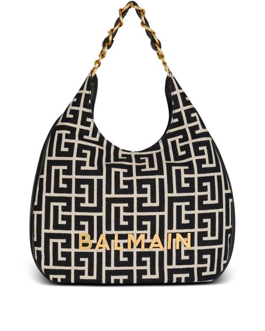 Balmain Black 1945 Soft Hobo Large Shoulder Bag