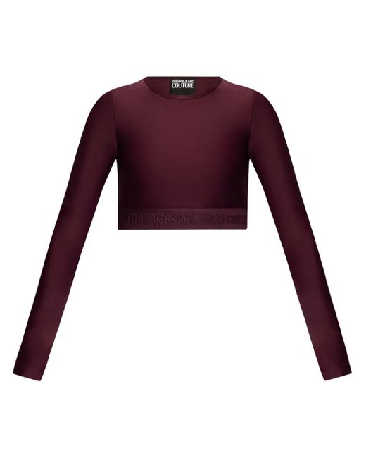 Versace Jeans Couture Purple Logo-Hem Cropped Top