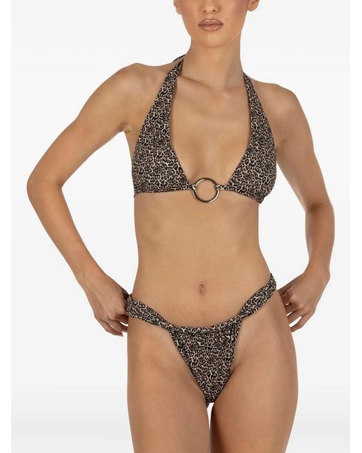 Paramidonna White Mirla Leopard Print Two Pieces Swimsuit