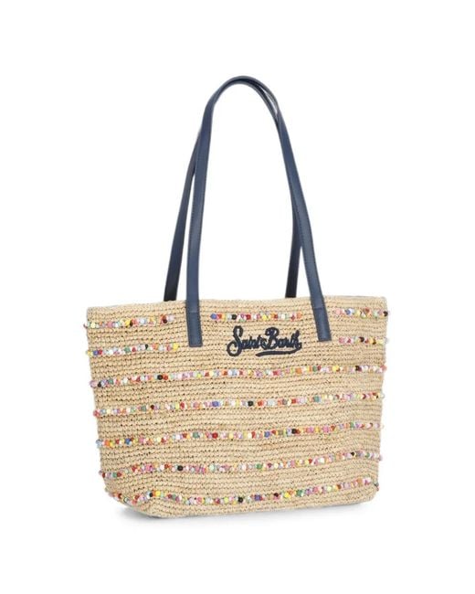Mc2 Saint Barth Natural Medium City Bead-Embellished Tote Bag