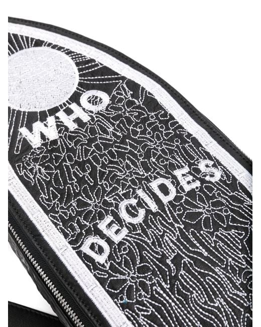 Who Decides War Black Wdw Leather Messenger Bag for men