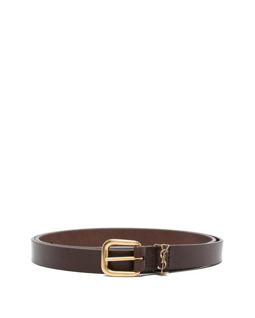 Saint Laurent White Monogram Buckle Belt