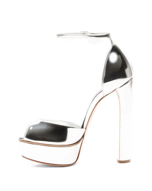 Casadei White 140Mm Platform Heeled Sandals