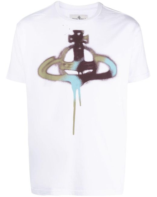 Vivienne Westwood White Spray Orb-print Cotton T-shirt for men