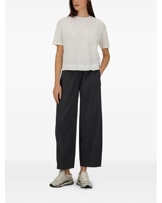 Herno Blue Wool Polyamide Polyester Elasticated-Waist Cropped Trousers