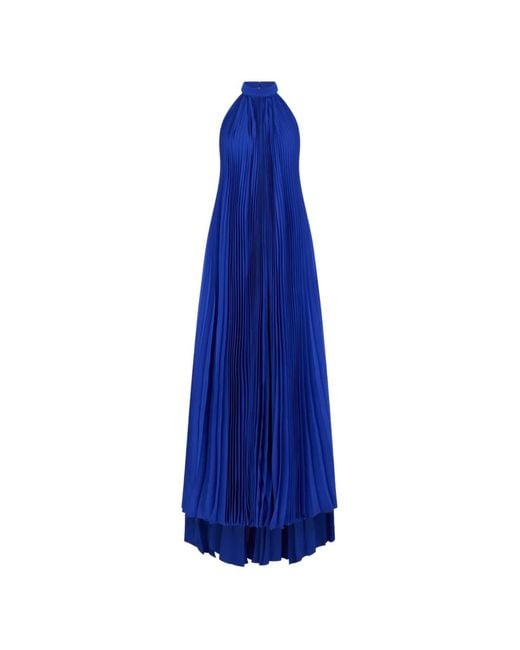 Tom Ford Blue Pleated Halter Dress