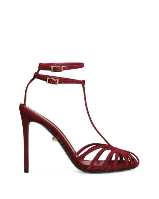 ALEVI Pink Cage-Strap Stiletto-Heel Sandals