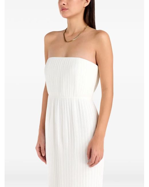 Solace London White Robe-Bustier Longue À Effet Plissé