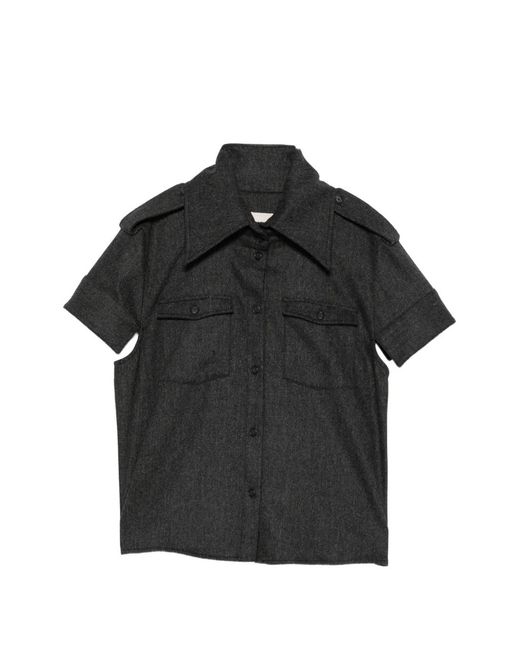 Khaite Black Emiel Short-Sleeve Shirt