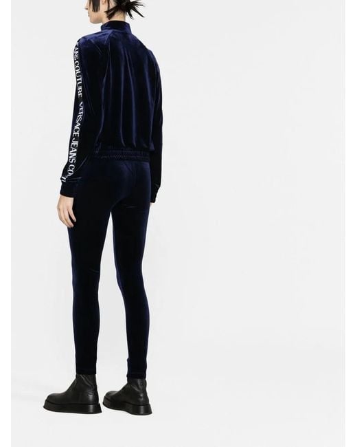 Versace Jeans Couture Blue Logo-Tape Zipped Sweatshirt