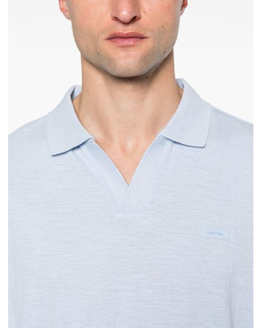 Calvin Klein Meliertes Poloshirt mit Logo-Patch in White für Herren