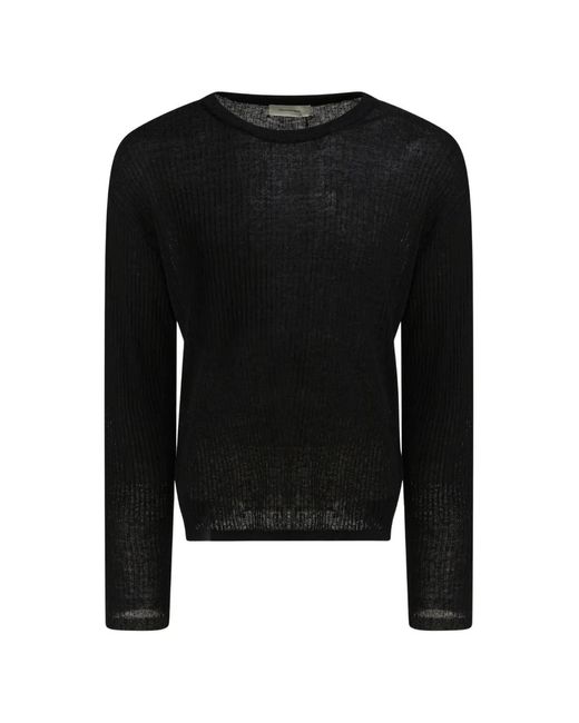 mfpen Black Long-Sleeve Ribbed Linen Sweater for men