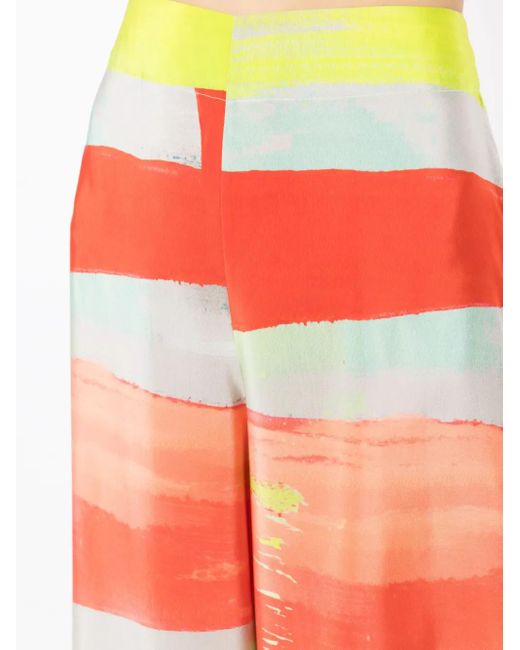 Lenny Niemeyer White Canvas Wide-Leg Silk Trousers