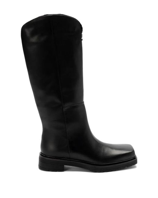 Patrizia Pepe Black Logo-Plaque Boots