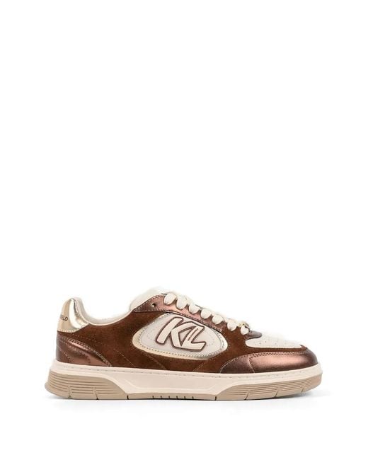 Karl Lagerfeld Brown Logo-Detail Suede Sneakers