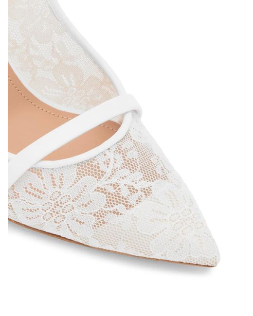 Malone Souliers White Marion 85Mm Lace Slingbacks