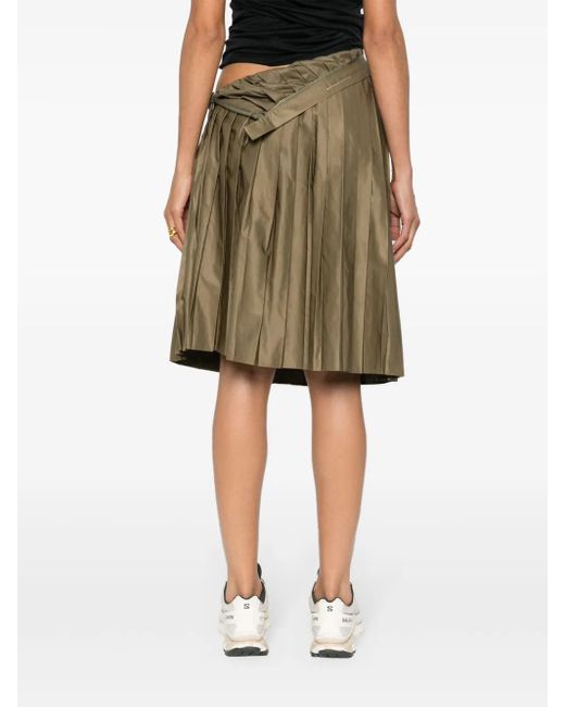 MM6 by Maison Margiela Green Pleated Midi Skirt