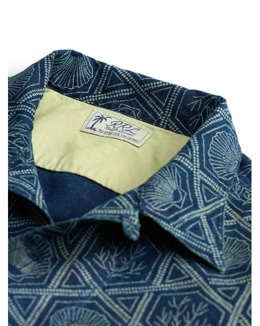 RRL Blue Shell-Print Shirt for men