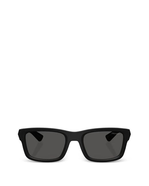 Prada Linea Rossa Black Rectangle Sunglasses for men