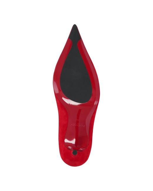 POTAMY Red Pointed Suede Pumps
