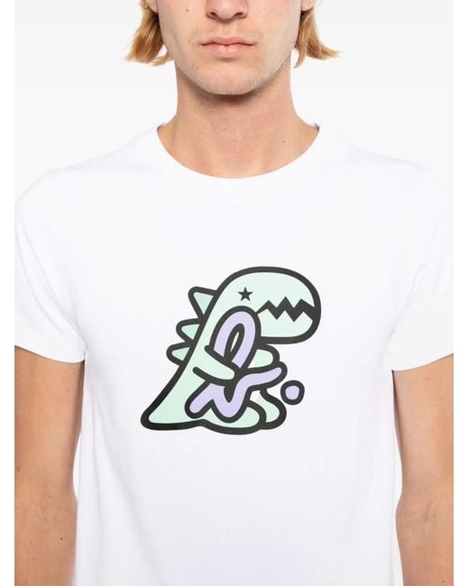 SPORT b. by agnès b. White Hugging Dino T-Shirt for men