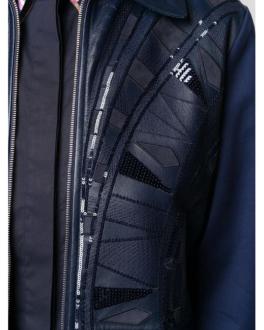 Emilio Pucci Blue Sequin-embellished Panelled Coat