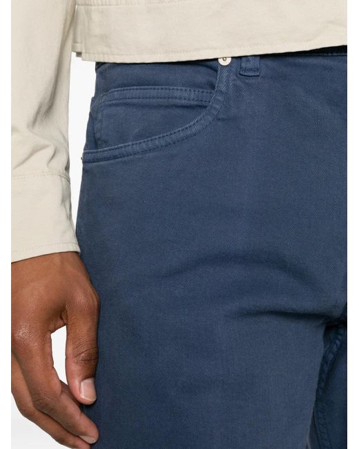 Eleventy Blue Five-Pocket Straight-Leg Trousers for men