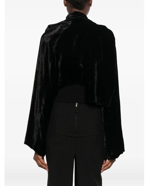 Rick Owens Black Draped Asymmetric-Zip Jacket
