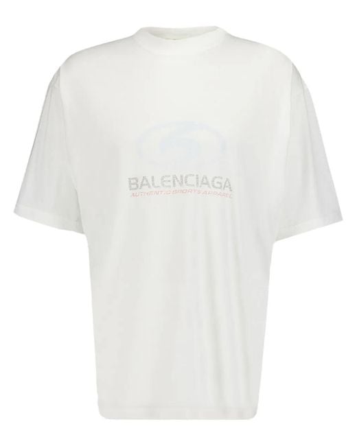 Balenciaga White Surfer Logo-Print Cotton T-Shirt
