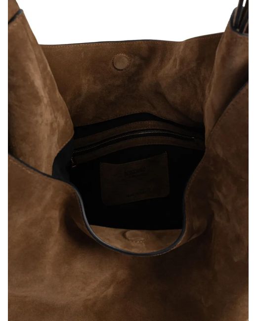 Moschino Brown Handle Me Metal-Handle Shoulder Bag