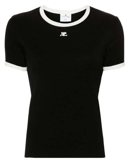 Camiseta con ribete en contraste Courreges de color Black