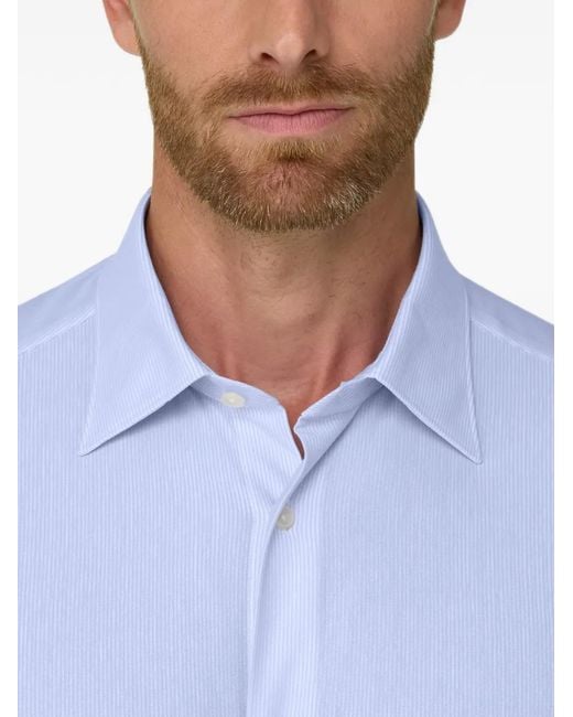 Boggi Blue Polo Shirt Striped Japanese Jersey Regular Fit for men