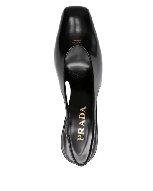 Prada Black 85 Leather Slingback Pumps