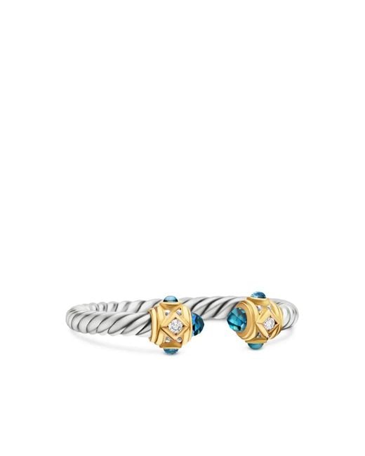 David Yurman White 14Kt And Sterling Renaissance Topaz And Diamond Ring (2.3Mm)