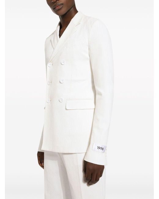 Blazer en crêpe à boutonnière croisée Dolce & Gabbana pour homme en coloris White